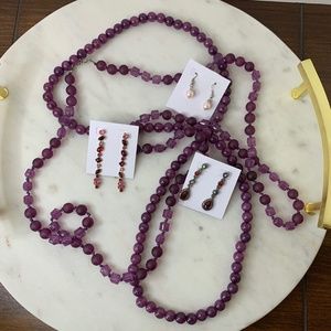 Jewelry Lot Bundle Women's Purple Pink Necklaces Earrings Dressy Elegant…